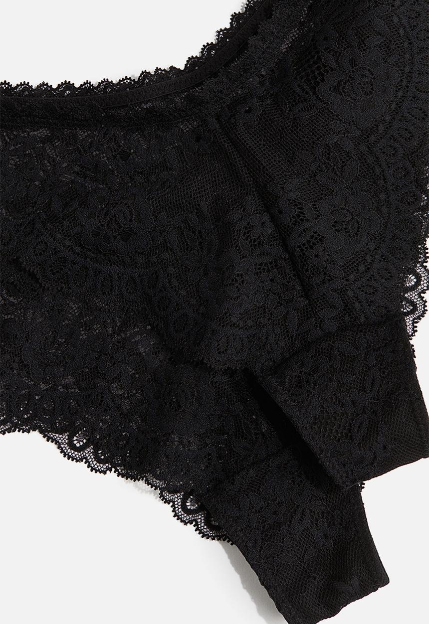 H&M - 2-pack lace brazilian briefs - black