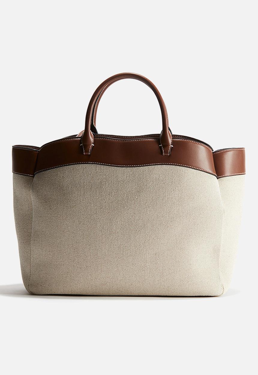 H&M - Canvas shopper - light beige & brown
