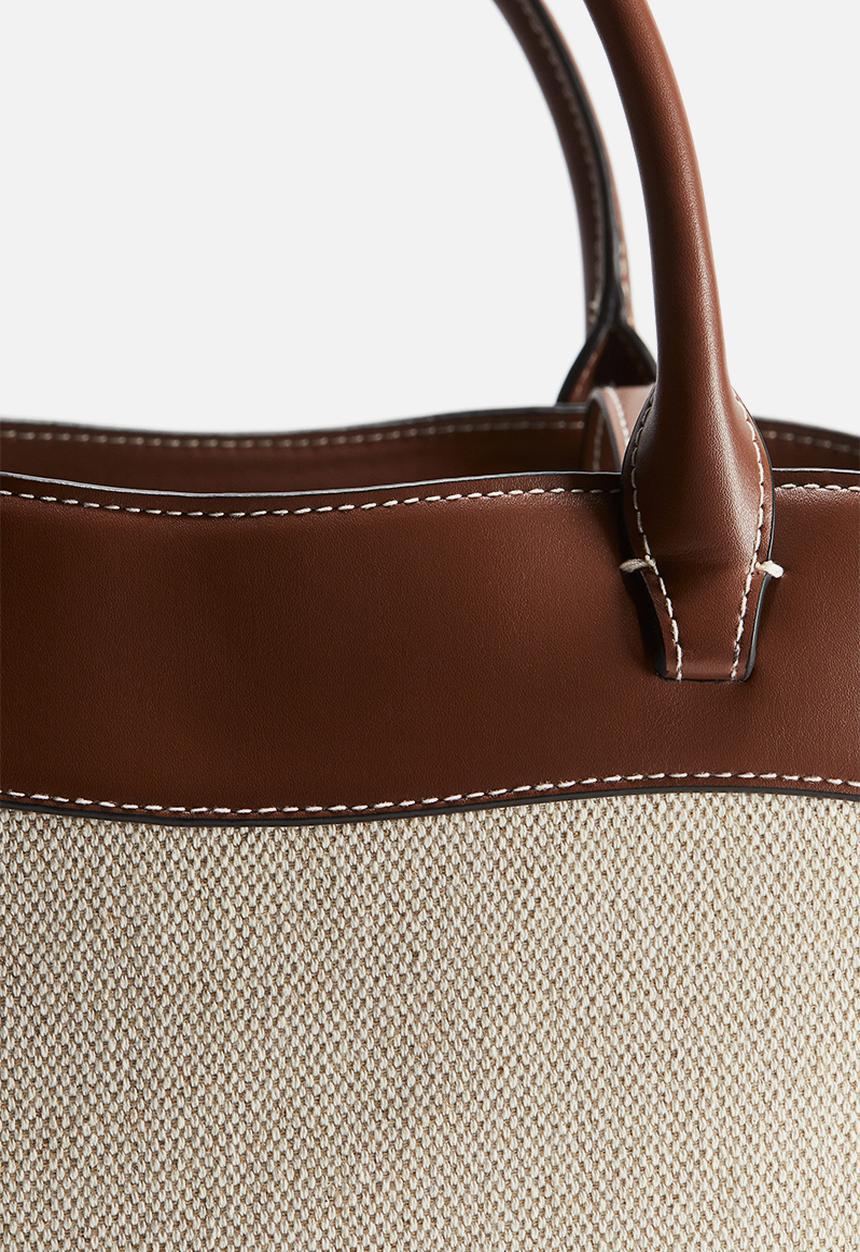H&M - Canvas shopper - light beige & brown