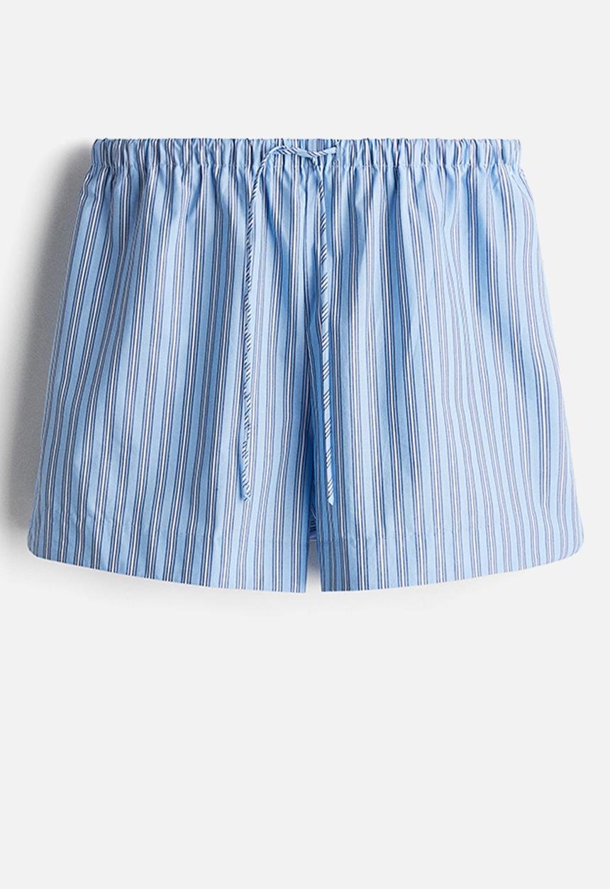 H&M - Cotton drawstring shorts - light blue striped