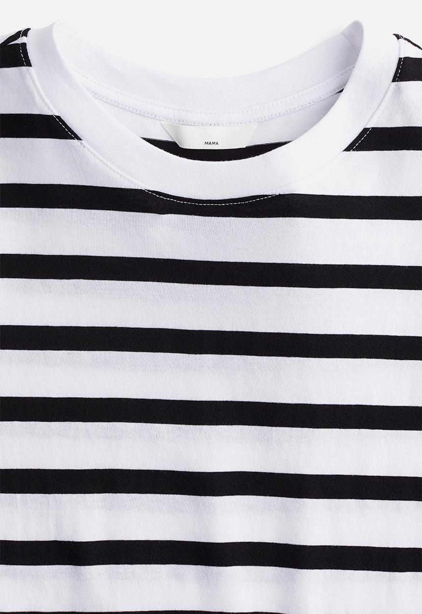 H&M - Mama cotton T-shirt - white & black striped 