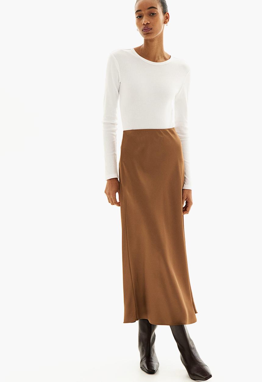 H&M - Midi skirt - dark beige