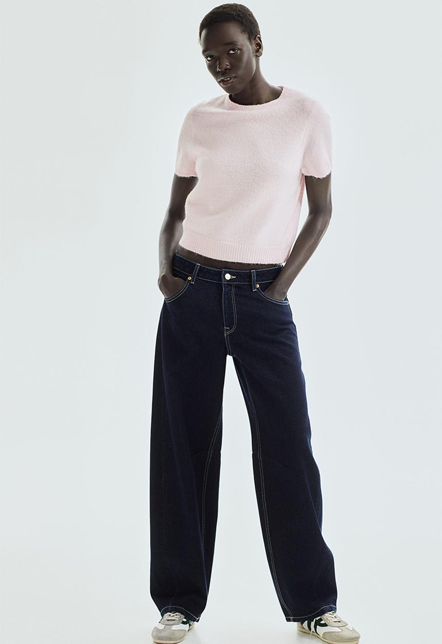 H&M - Fine-knit t-shirt - light pink