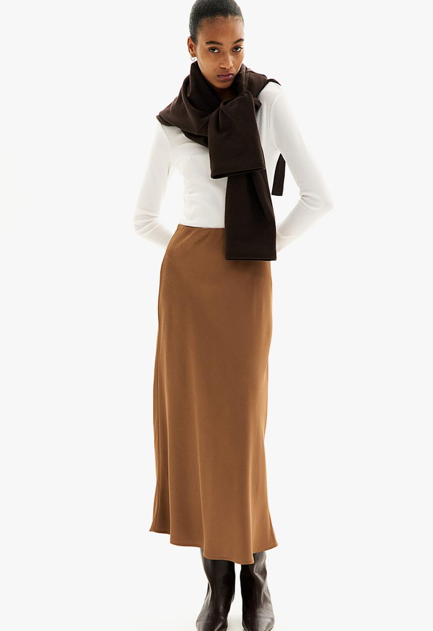 H&M - Midi skirt - dark beige