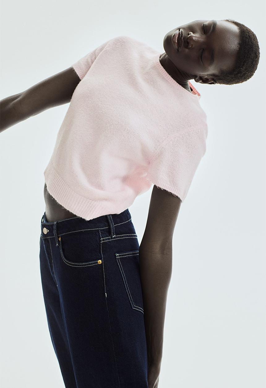 H&M - Fine-knit t-shirt - light pink