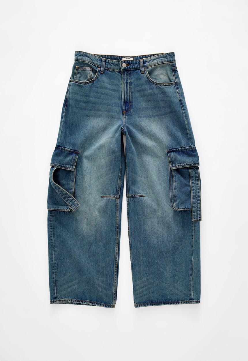 Cotton On - Boyfriend super baggy cargo jean - otis blue