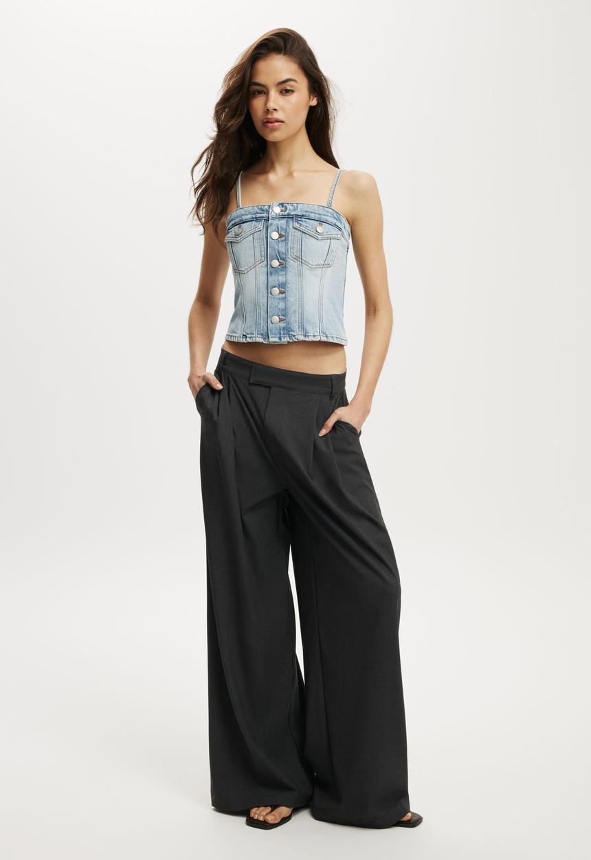 Cotton On - Denim button top - charli blue