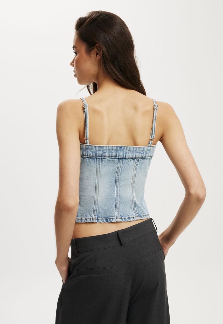 Cotton On - Denim button top - charli blue