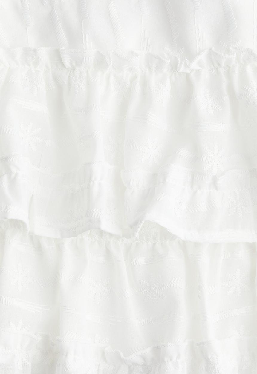 H&M - Embroidered tiered skirt - cream