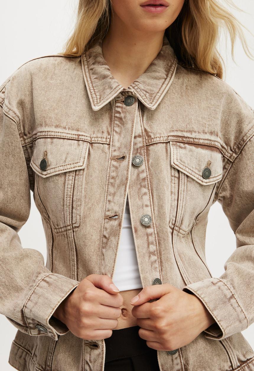 Cotton On - Drew cinched jacket - brown stonewash