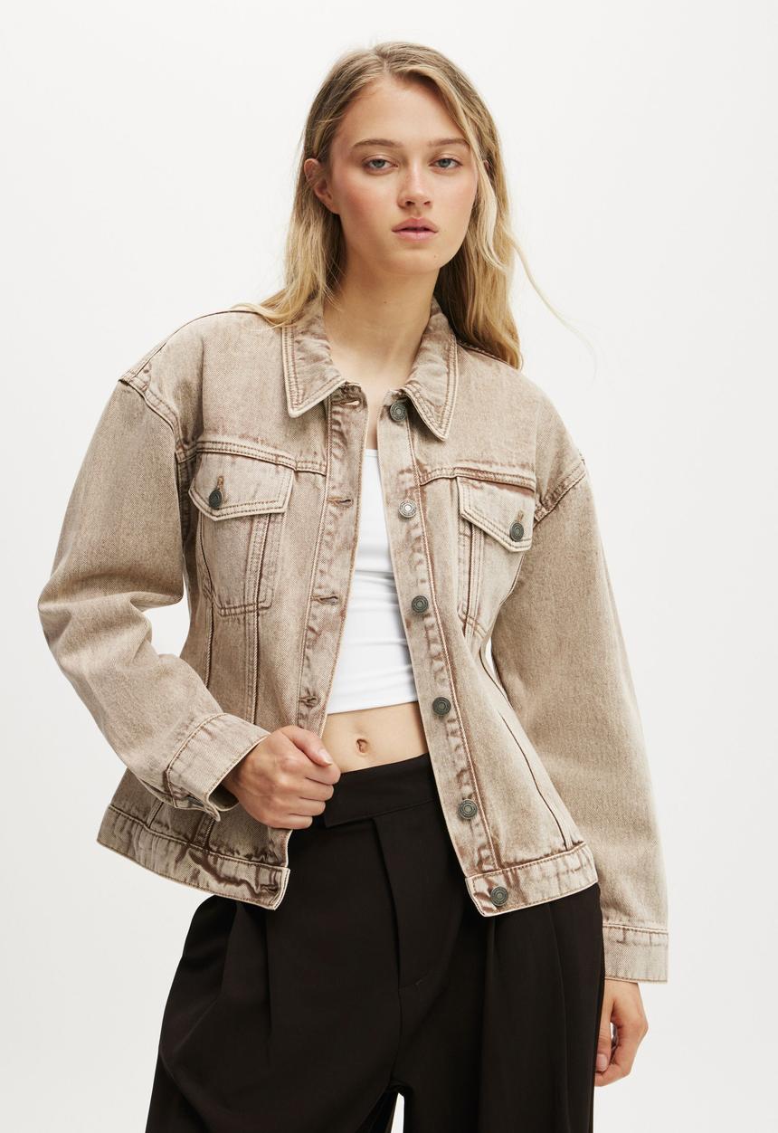 Cotton On - Drew cinched jacket - brown stonewash