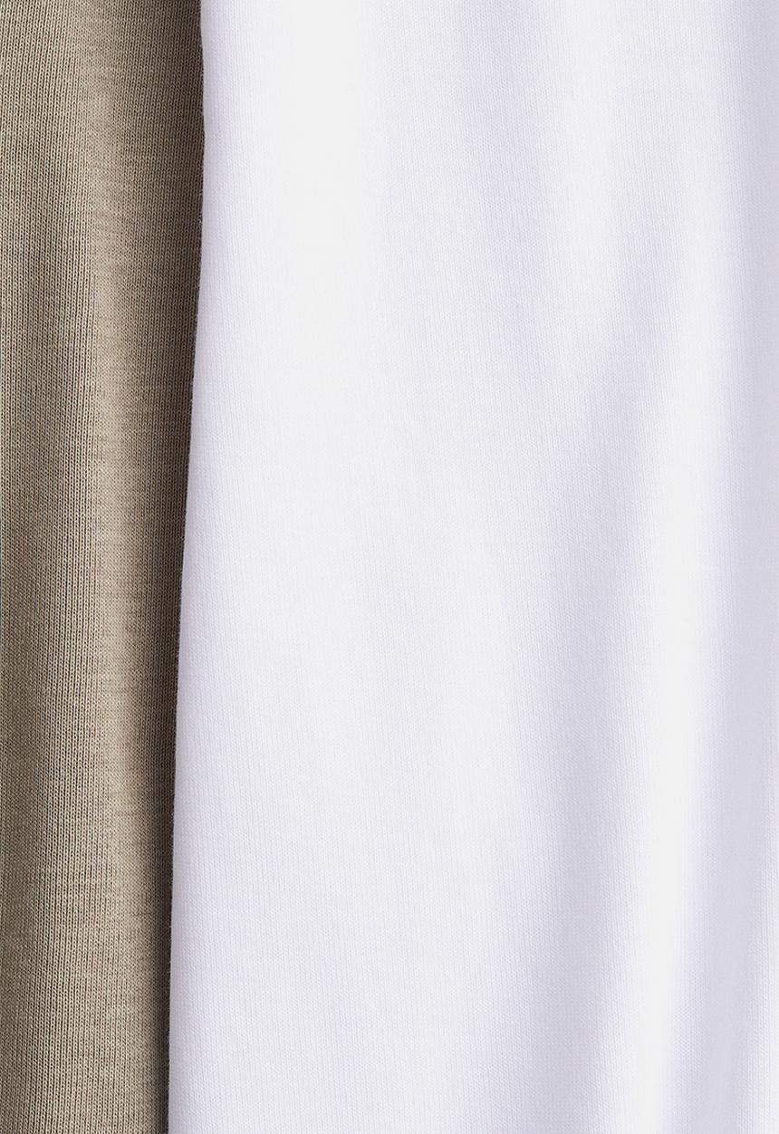 H&M - Mama 2-pack cotton vest tops - khaki green & white 