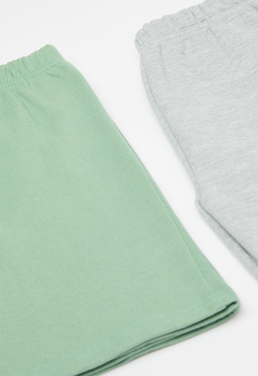 Pop Candy - 2 Pack shorts - grey & green 