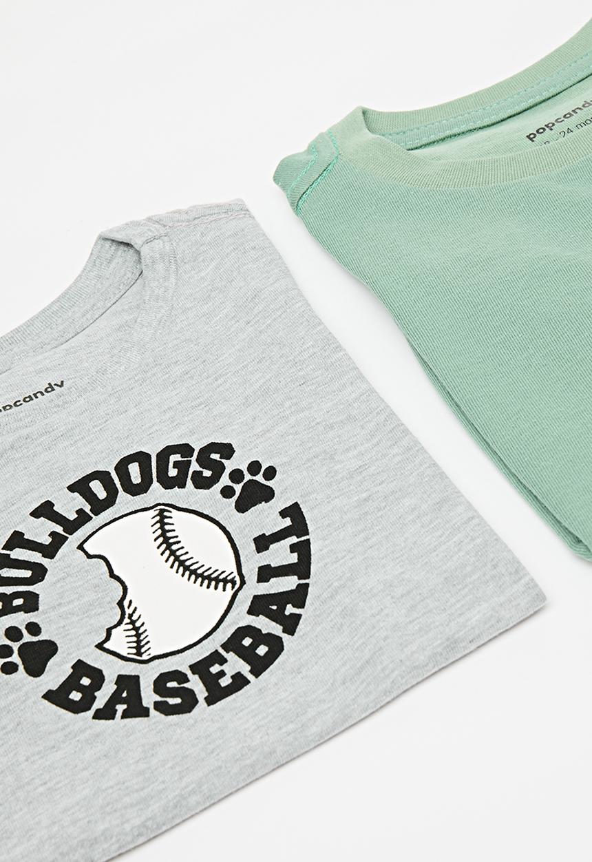 Pop Candy - 2 Pack tee - grey & green