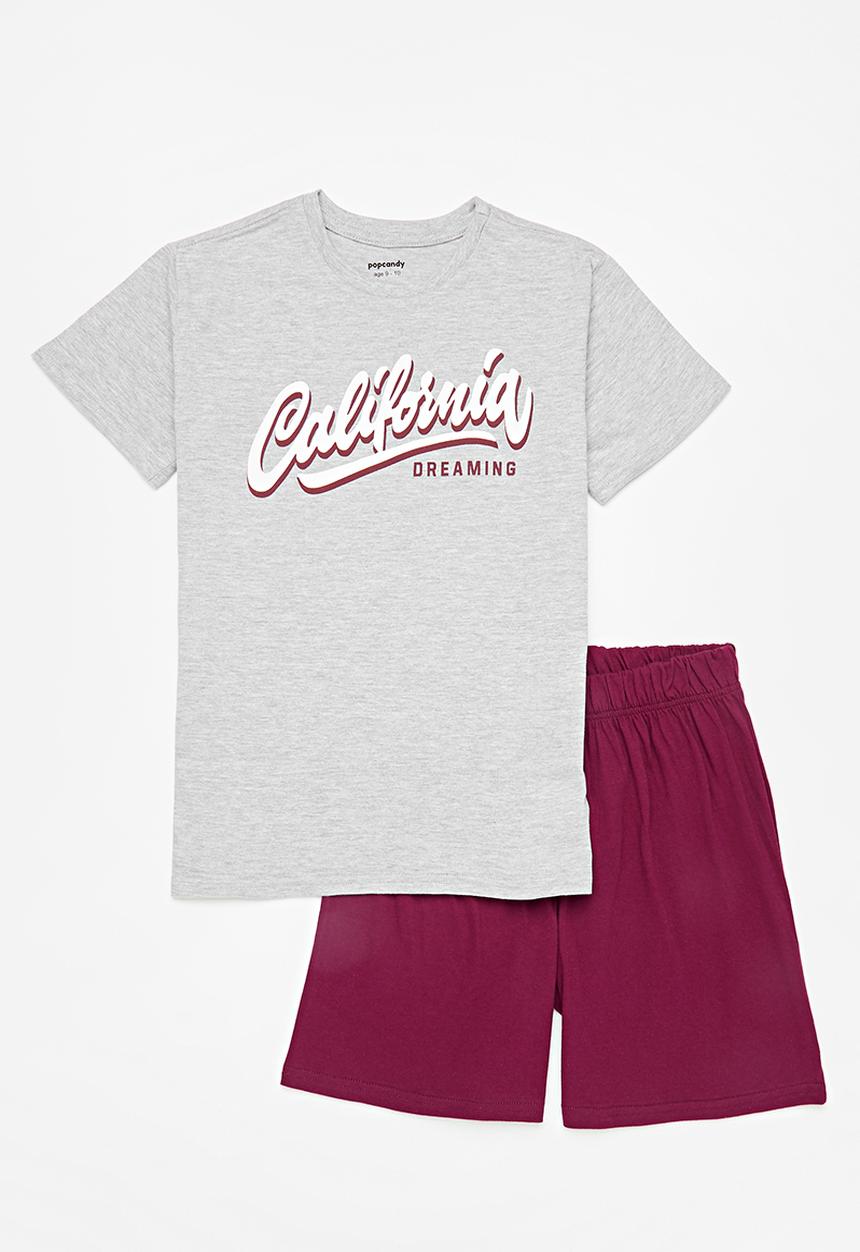 Pop Candy - Pj set - grey & maroon
