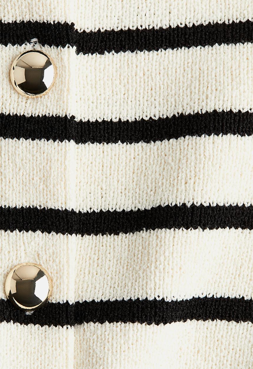 H&M - Short-sleeved cardigan - cream & black striped