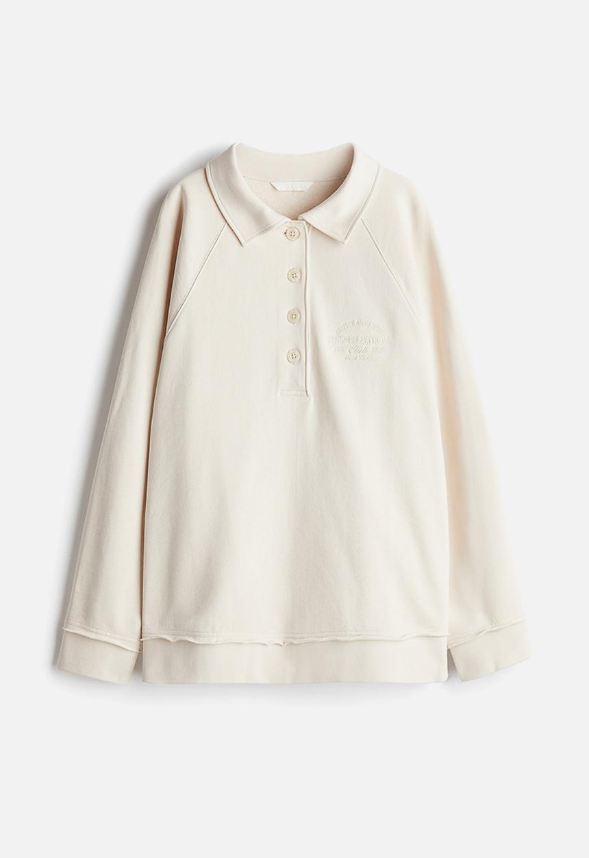 H&M - Collared sweatshirt - cream