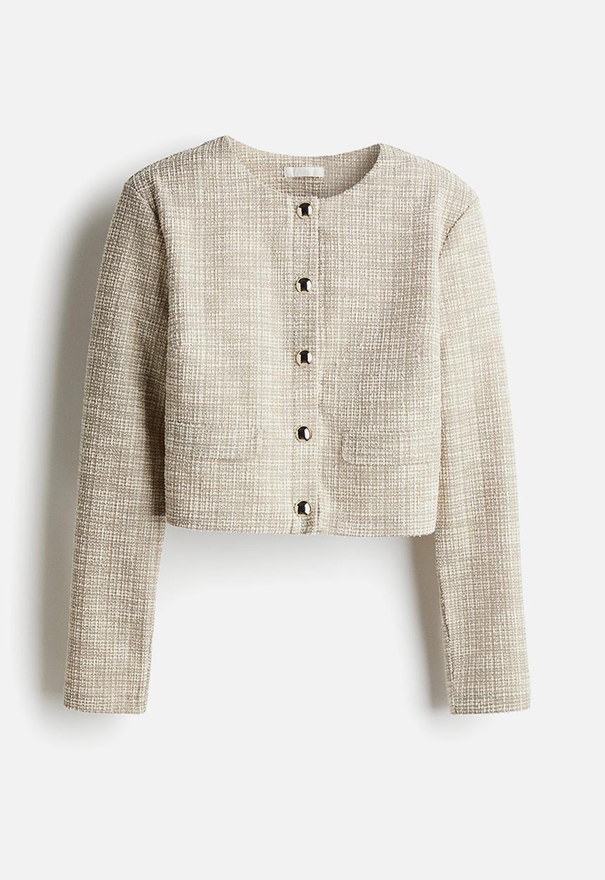 H&M - Shoulder-pad cardigan - light beige marl