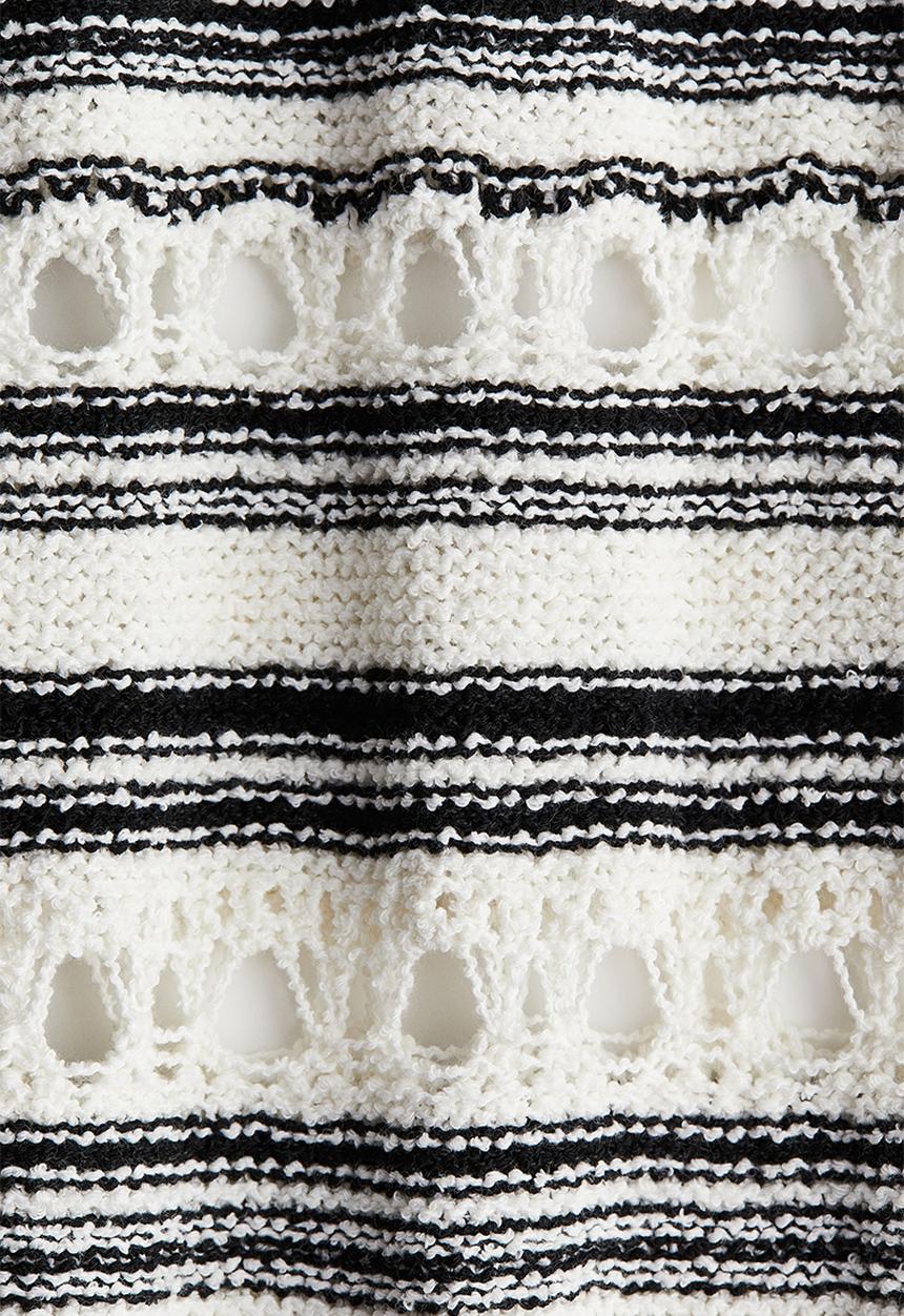 Purl-knit boucl dress - cream/striped - 1269546001