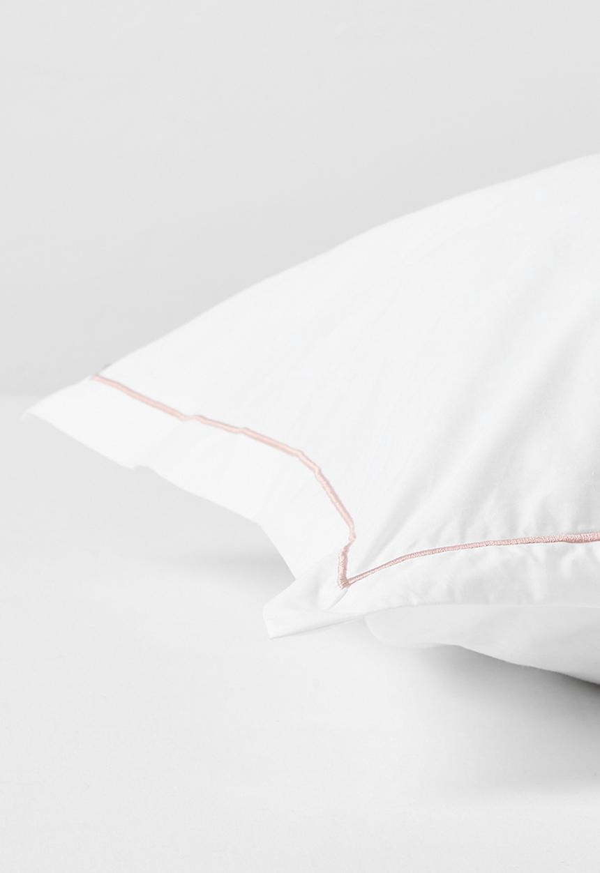 Sixth Floor - Oxford Satin Stitch King pillow case - white & natural