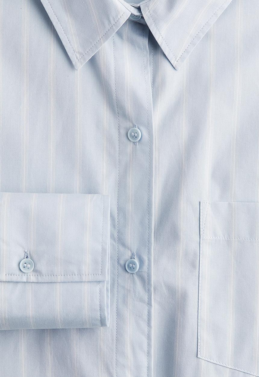 H&M - Oversized cotton shirt - light blue striped