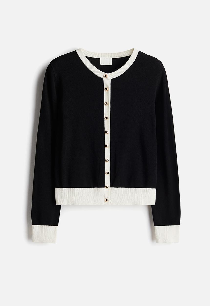 H&M - Knitted cardigan - black & cream