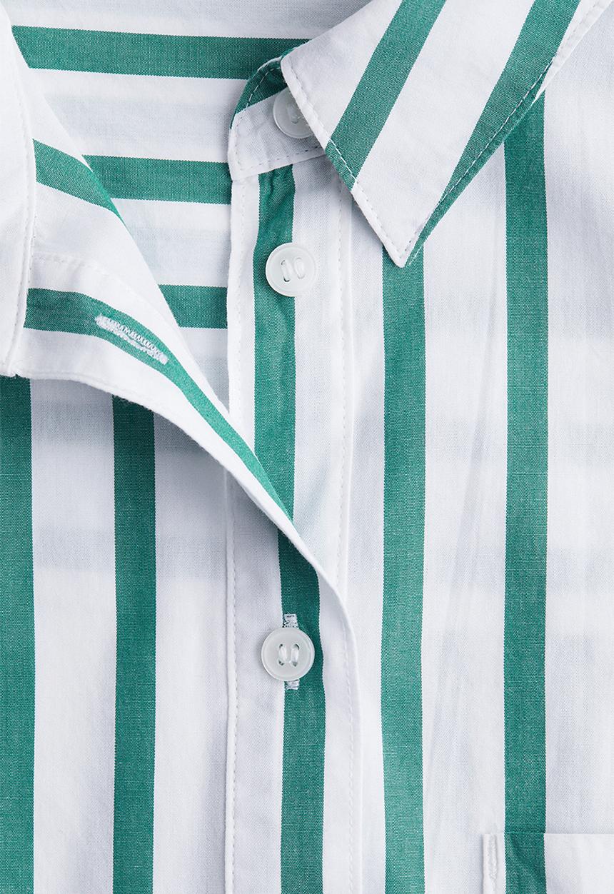 H&M - Short poplin shirt - white & green striped