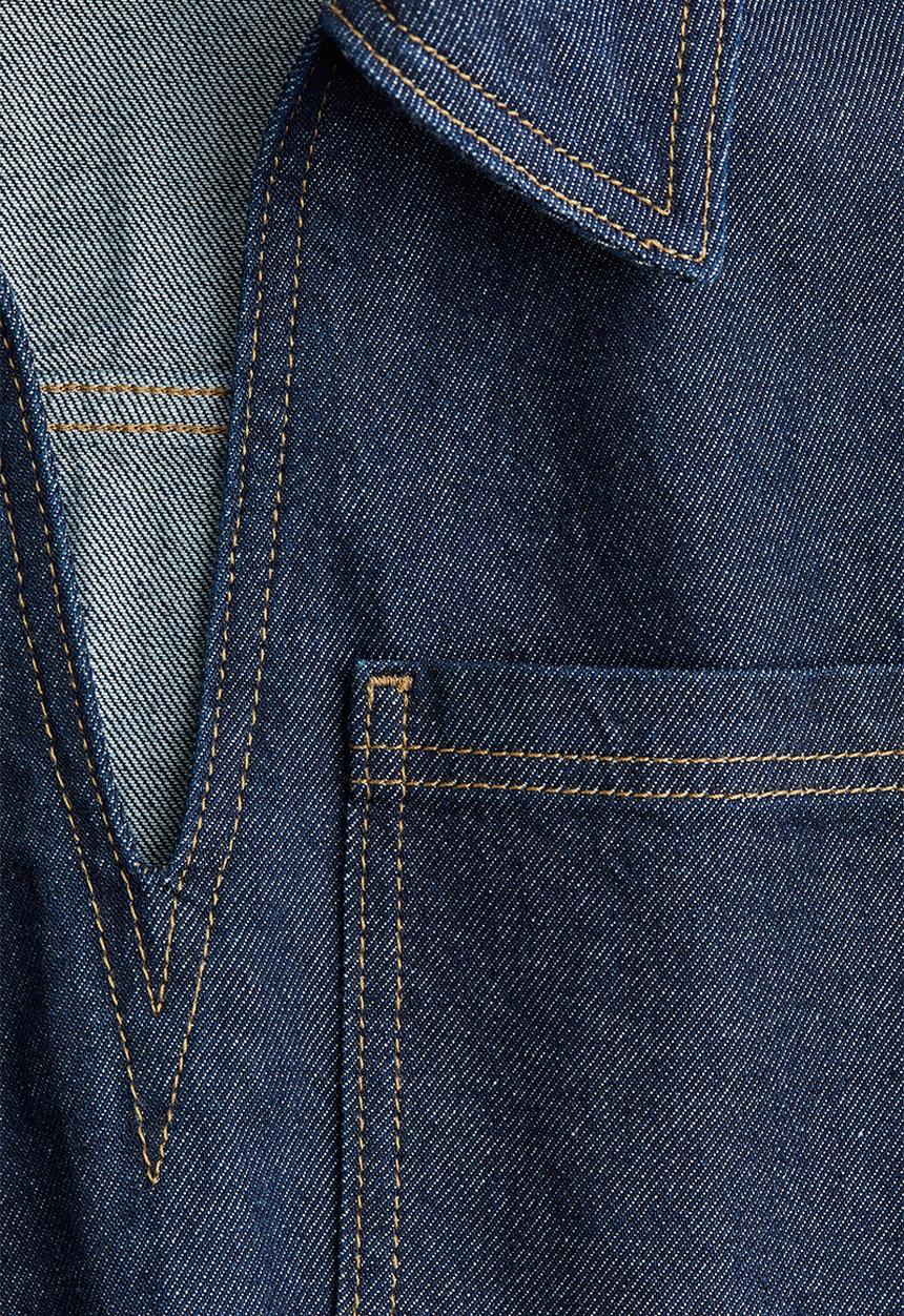 H&M - Cropped denim shirt - dark denim blue