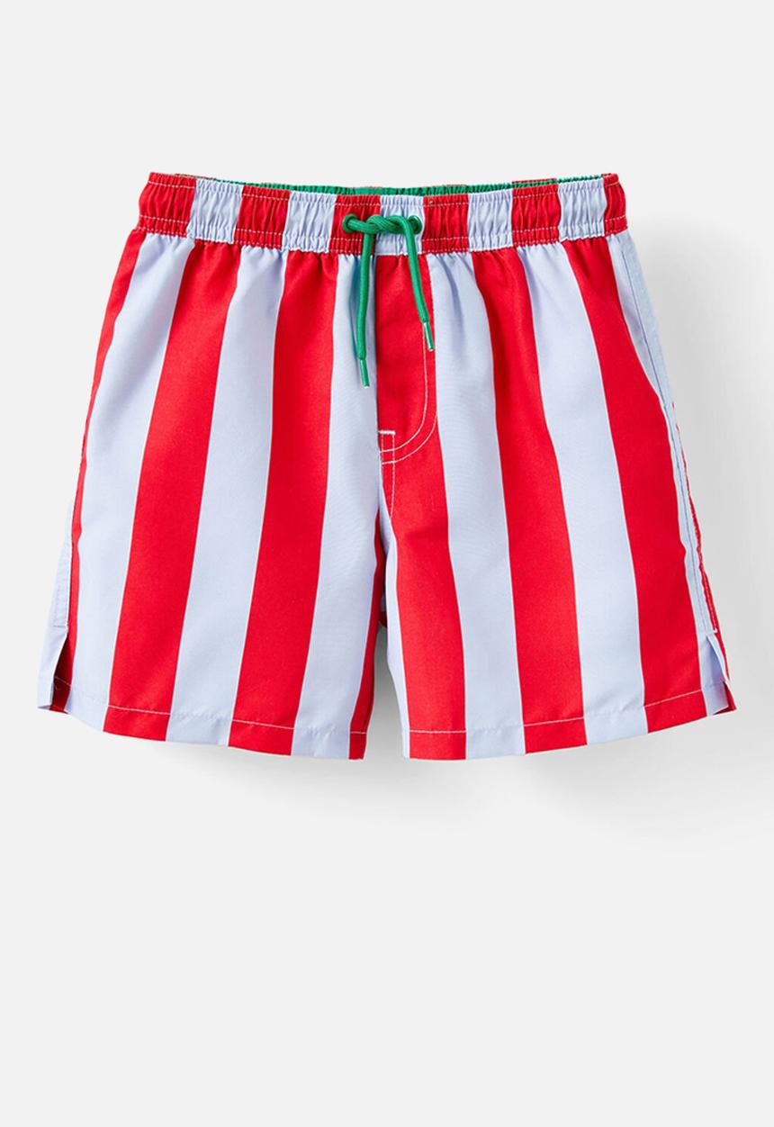 Cotton On - Bailey Board Short - Varsity Red/Dawn Blue Vertical Stripe