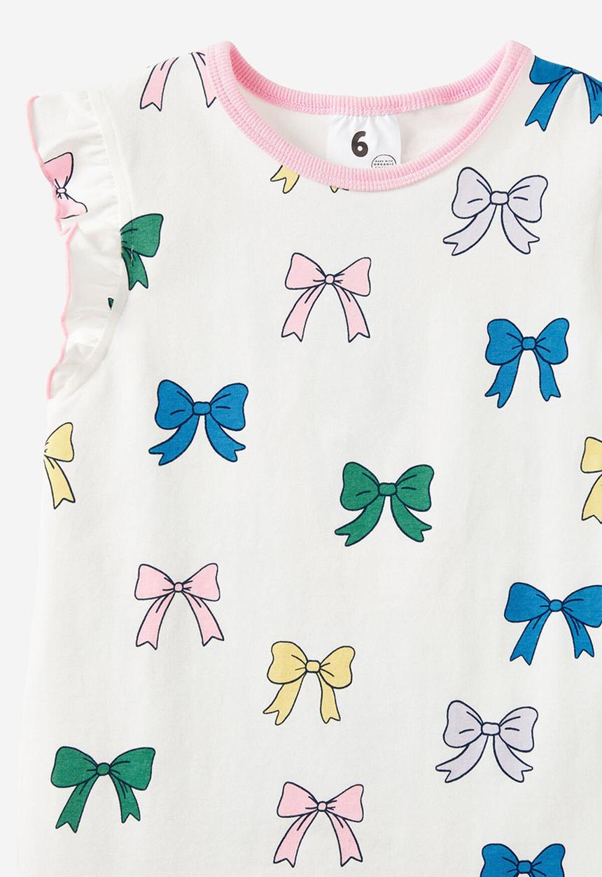 Cotton On - Stacey short sleeve flutter pyjama set - vanilla/bows
