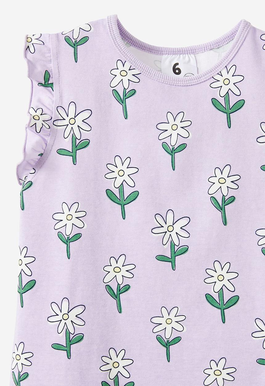 Cotton On - Stacey short sleeve flutter pyjama set - vintage lilac/daisies