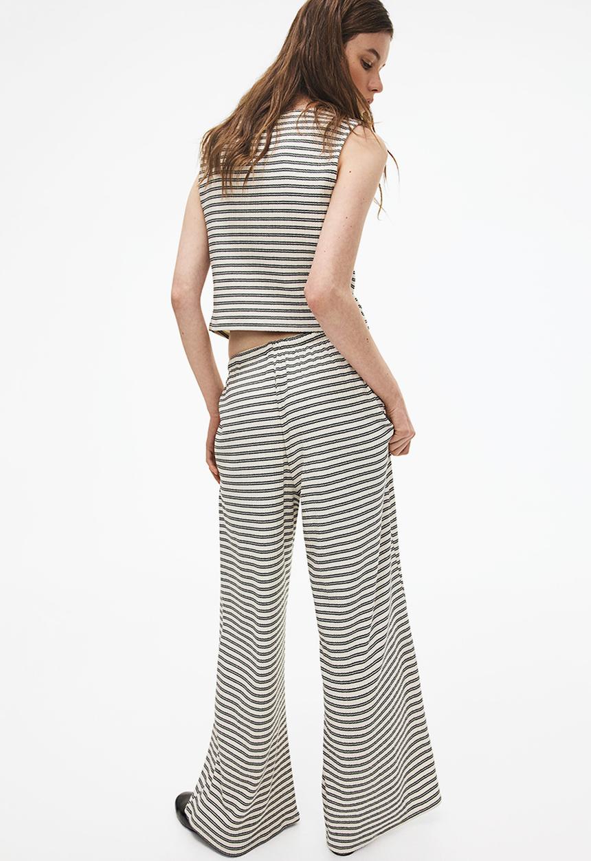 H&M - Wide drawstring trousers - cream striped