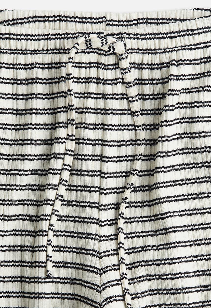 H&M - Wide drawstring trousers - cream striped