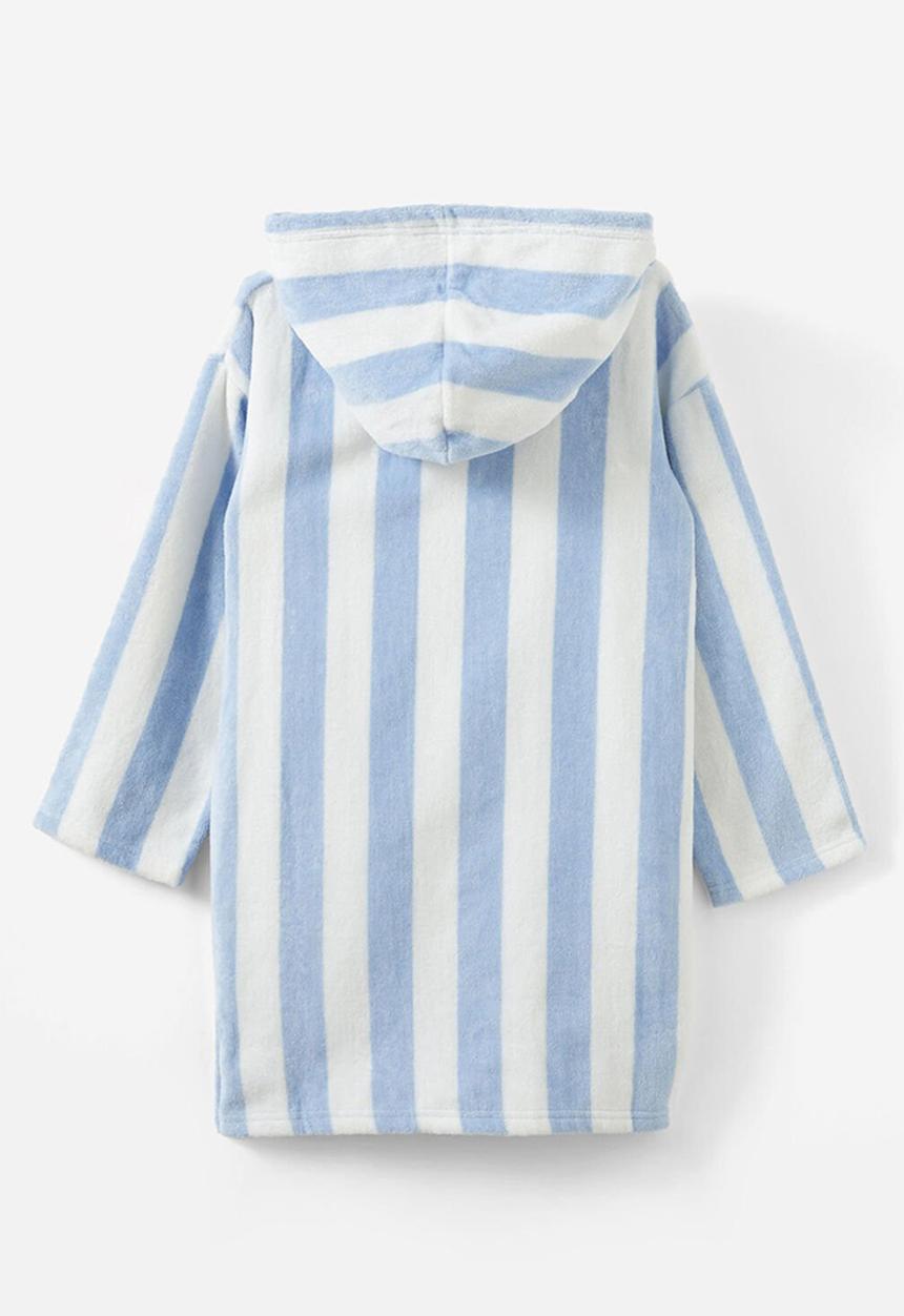 Cotton On - Kids Zip Thru Hooded Towel - Dawn Blue/Bold Stripe
