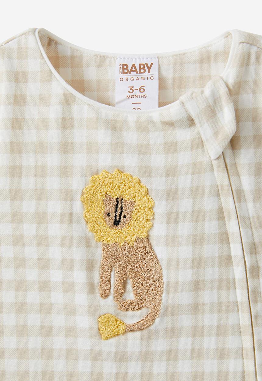 Cotton On - The short sleeve zip romper - rainy day/lion gingham