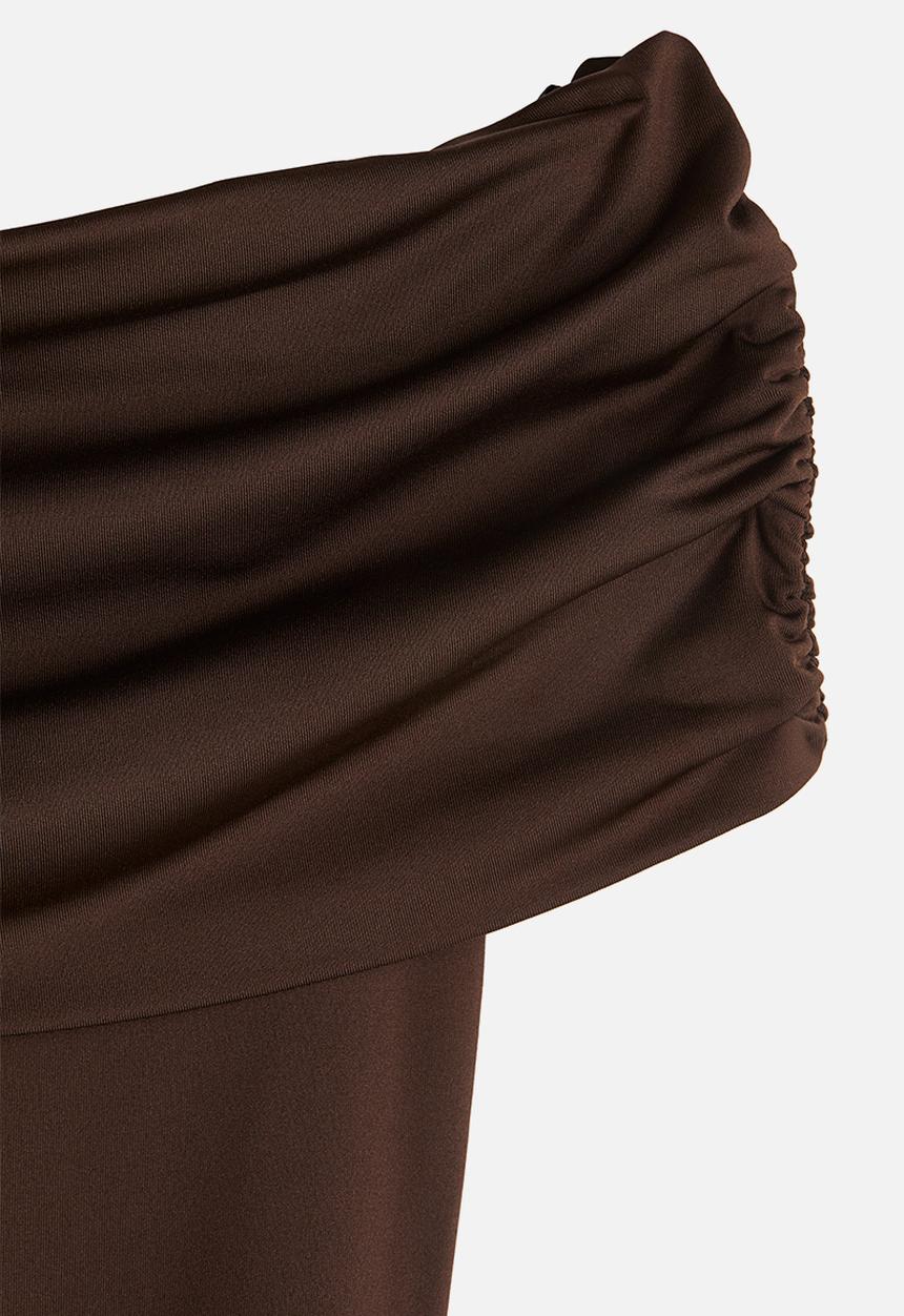 H&M - Gathered off-the-shoulder top - dark brown