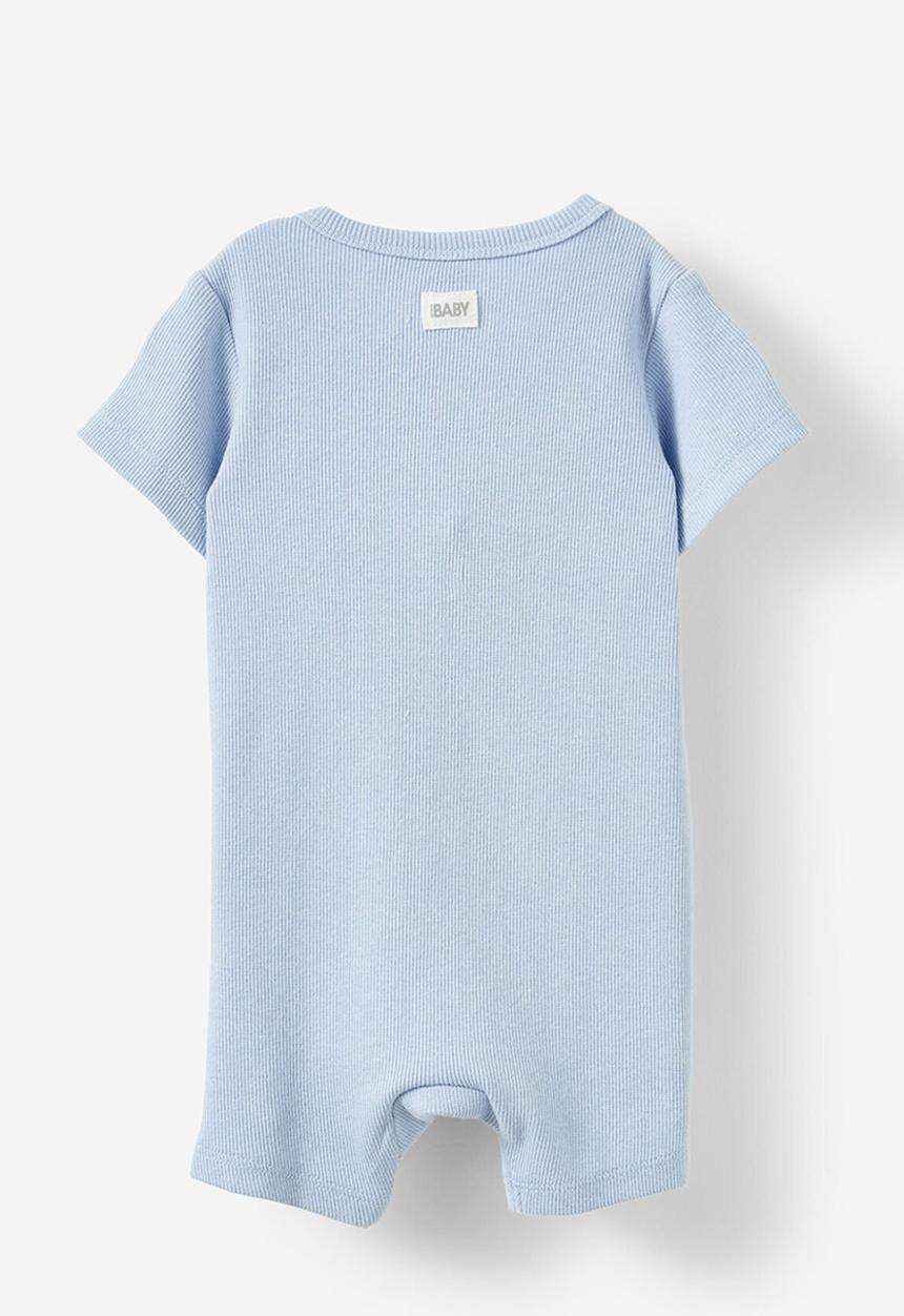 Cotton On - The short sleeve zip romper - dawn blue/sunshine