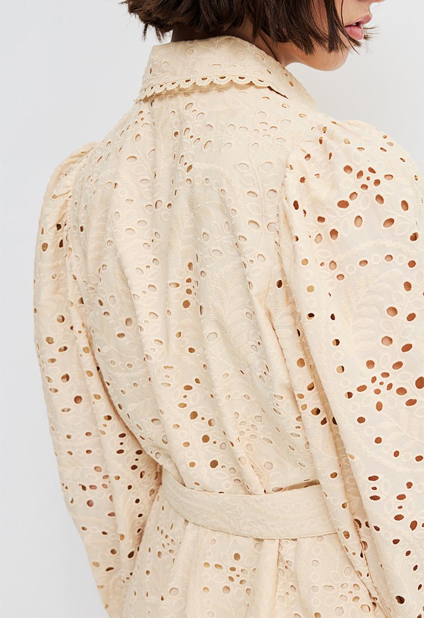 H&M - Broderie anglaise shirt dress - light beige