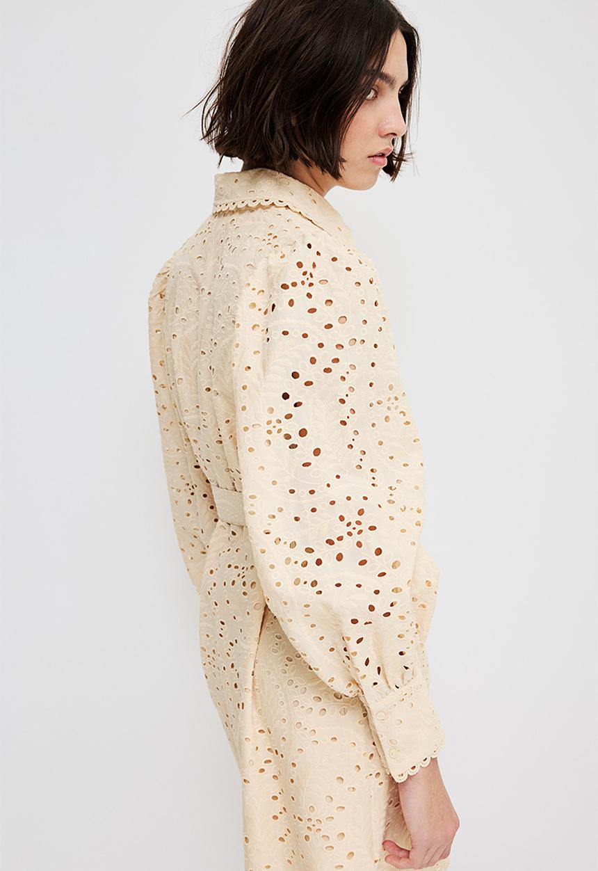 H&M - Broderie anglaise shirt dress - light beige