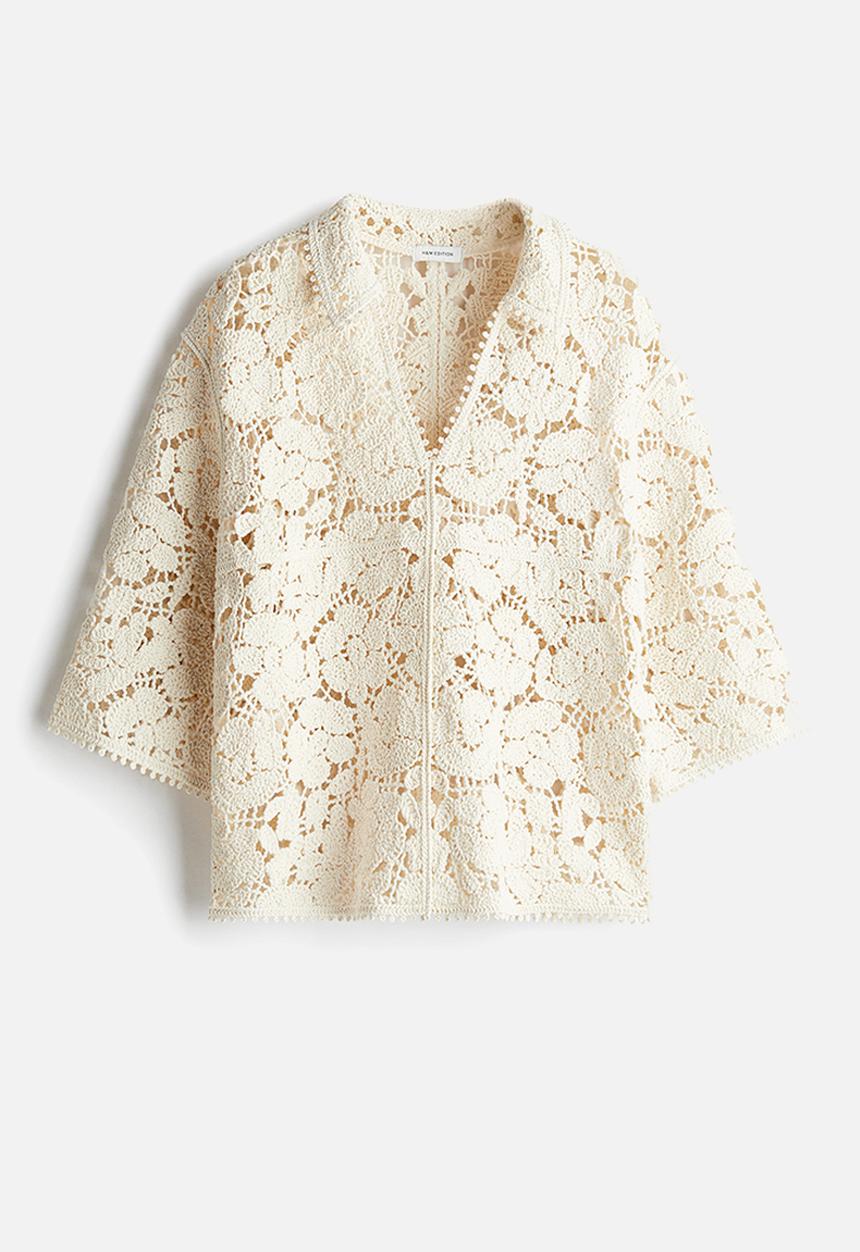 H&M - Crochet-look top - cream