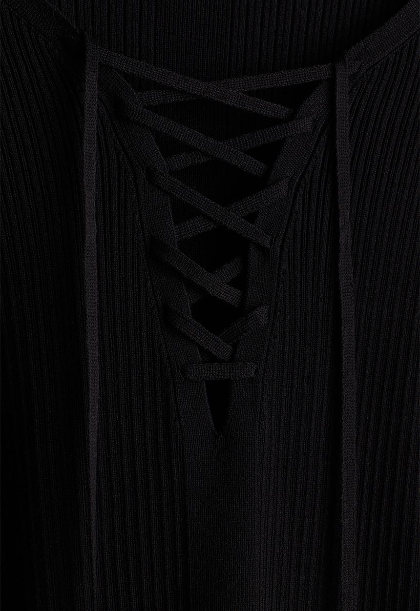 H&M - Lacing-detail rib-knit top - black
