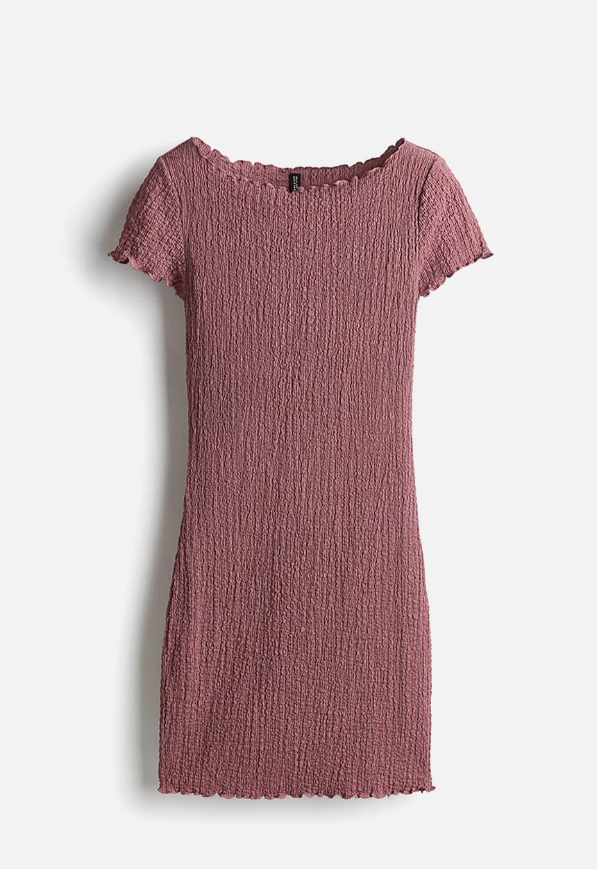 H&M - Overlock-detail crinkled dress - old rose