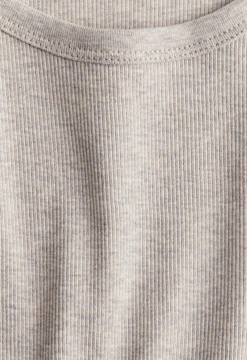 H&M - Ribbed t-shirt - light beige marl