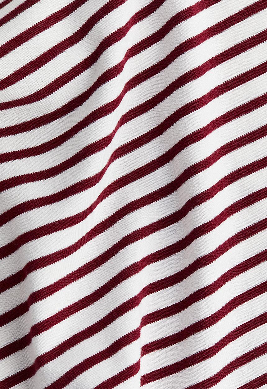 H&M - Fine-knit t-shirt - white & burgundy