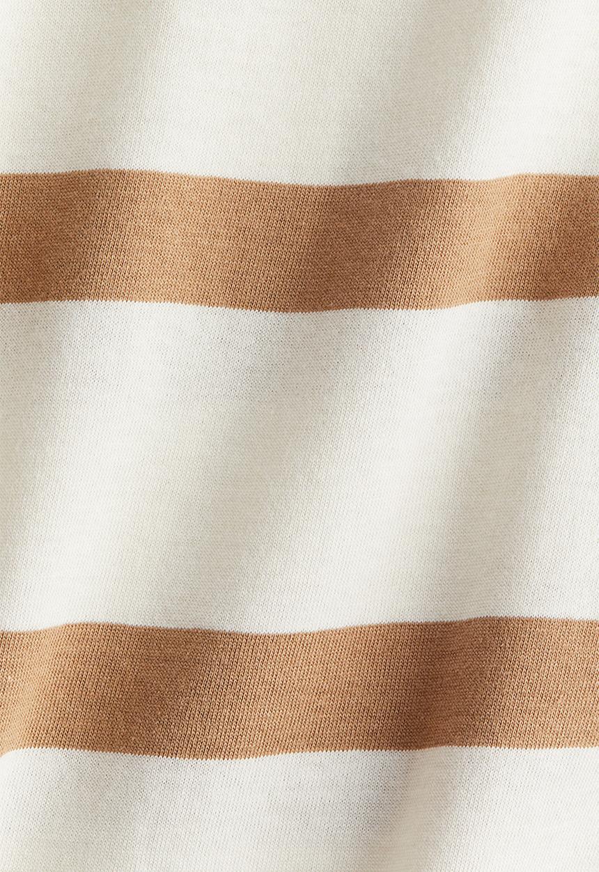 H&M - Boat-neck cotton top - white & beige striped