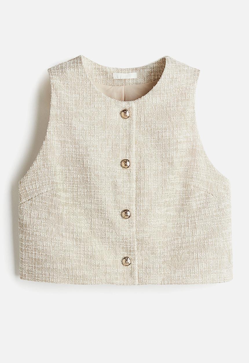 H&M - Bouclé jersey waistcoat - light beige marl
