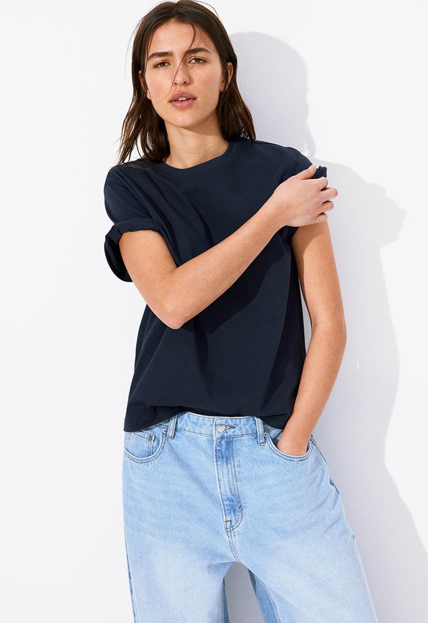 H&M - Oversized cotton t-shirt - navy blue