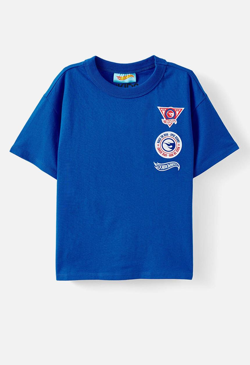 Cotton On - Licensed Drop Shoulder Short Sleeve Tee - Lcn Mat Harbour Blue/Hot Wheels Turbo