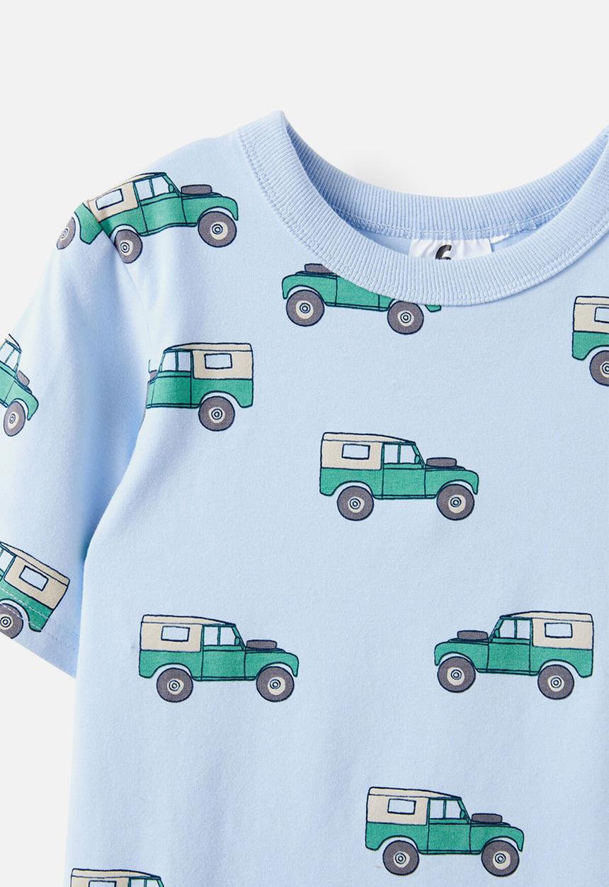 Cotton On - Jordan short sleeve pyjama set - dawn blue/beep beep