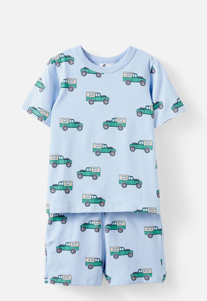 Cotton On - Jordan short sleeve pyjama set - dawn blue/beep beep